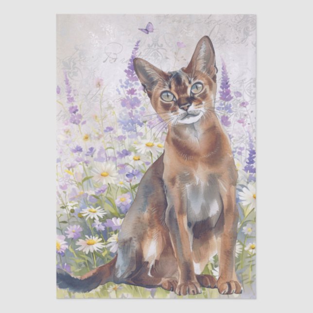 Abyssinian Cat Watercolor Tissue Paper (Front)