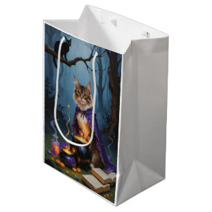 Abyssinian Cat Whimsical Halloween Painting Medium Gift Bag