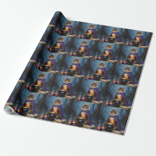 Abyssinian Cat Whimsical Halloween Painting Wrapping Paper