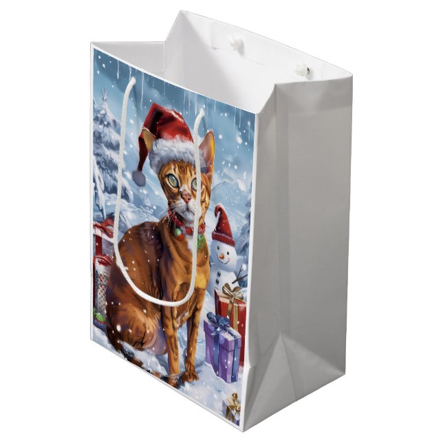 Abyssinian Cat Winter Wonderland Christmas Joy  Medium Gift Bag (Front Angled)