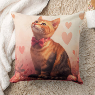 Abyssinian Cat with Roses Valentine’s Day Cushion