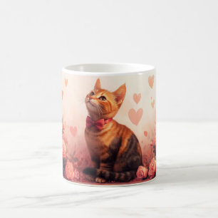 Abyssinian Cat with Roses - Valentine's Day  Coffee Mug