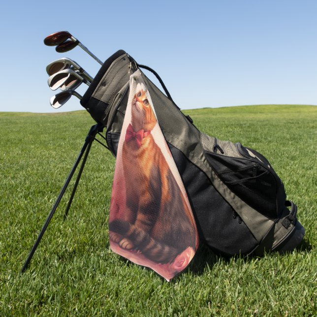 Abyssinian Cat with Roses - Valentine's Day  Golf Towel (Green)