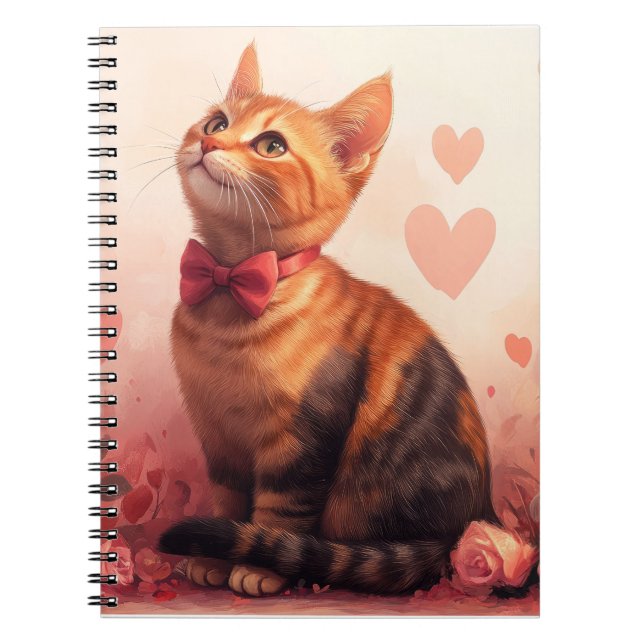 Abyssinian Cat with Roses - Valentine's Day  Notebook (Front)