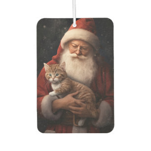Abyssinian Cat with Santa Claus Festive Christmas  Car Air Freshener
