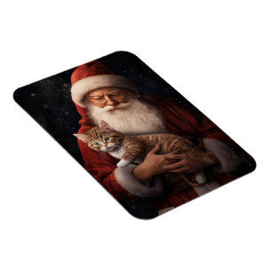 Abyssinian Cat with Santa Claus Festive Christmas  Magnet