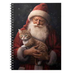 Abyssinian Cat with Santa Claus Festive Christmas  Notebook