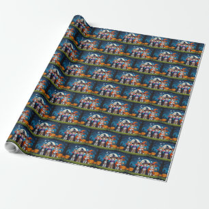 Abyssinian Cats Pumpkin Halloween Funny Wrapping Paper