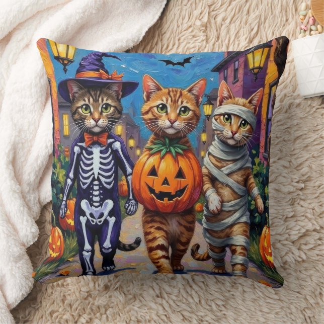 Abyssinian Cats Trick-or-Treating in Halloween Cos Cushion (Blanket)