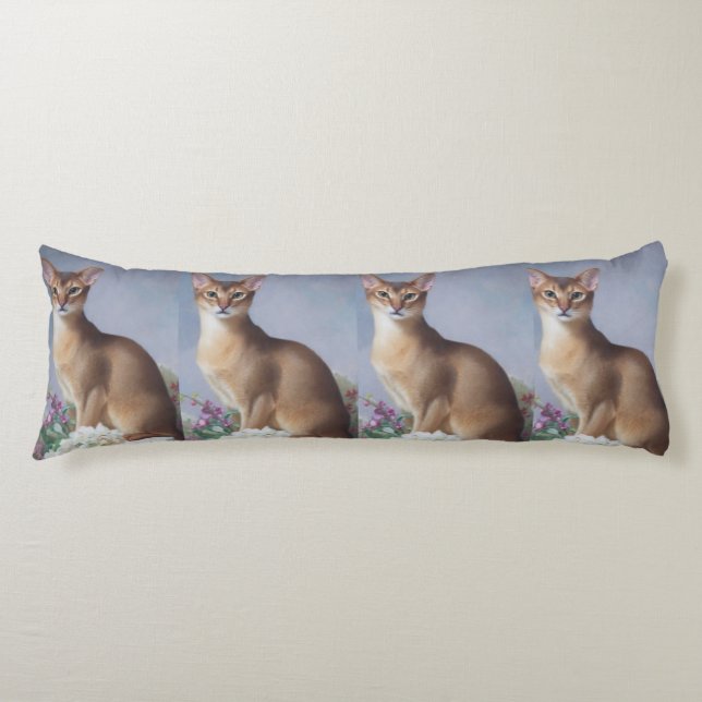 Abyssinian Elegance – Graceful Cat Body Pillow (Front)