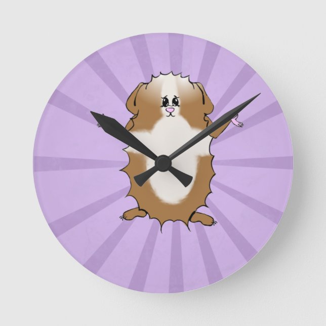 Abyssinian Guinea Pig Comic Round Clock (Front)