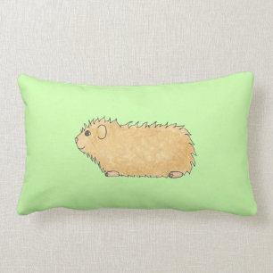 Abyssinian Guinea Pig. On Mint Green. Lumbar Cushion