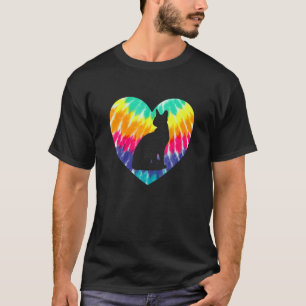 Abyssinian Heart With Ie Dye Print Abyssinian Cat T-Shirt