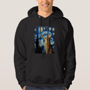 Abyssinian Orange Cat Starry Night Painting Hoodie