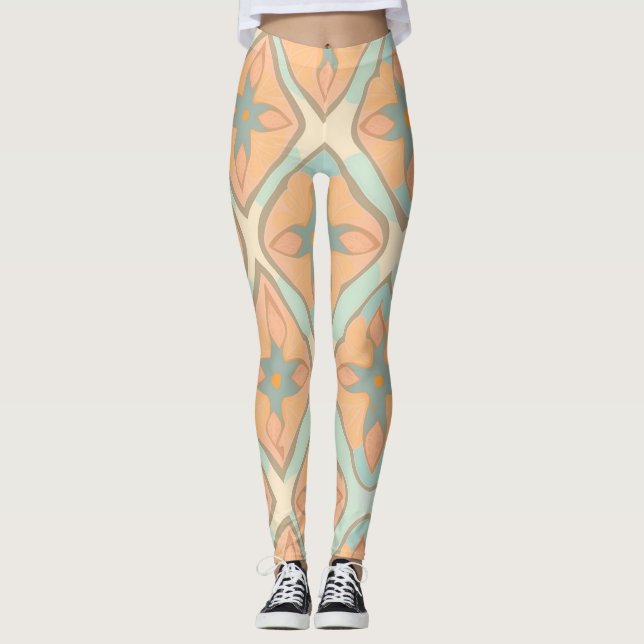 Abyssinian Pastel Colourful Personalised Pattern Leggings (Front)