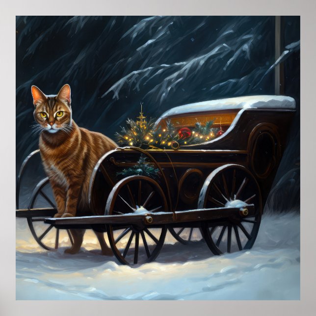 Abyssinian Snowy Sleigh Ride Christmas Decor (Front)