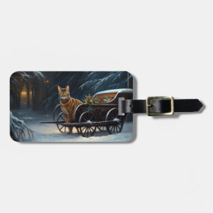 Abyssinian Snowy Sleigh Ride Christmas Decor Luggage Tag
