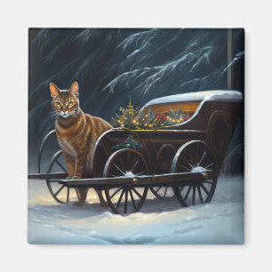 Abyssinian Snowy Sleigh Ride Christmas Decor Magnet