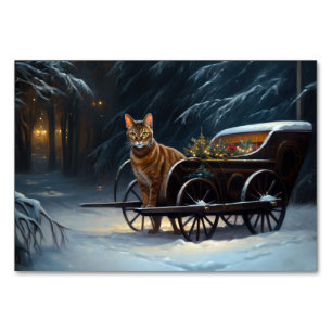 Abyssinian Snowy Sleigh Ride Christmas Decor Table Number