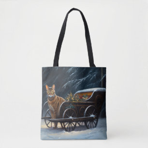 Abyssinian Snowy Sleigh Ride Christmas Decor Tote Bag