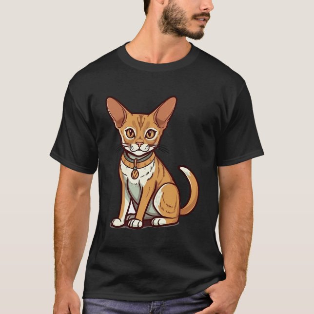 Abyssinianplayful Cat Design T-Shirt (Front)