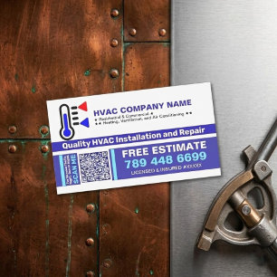 AC Air Conditioning (QR Code & Logo) Unique HVAC Magnetic Business Card