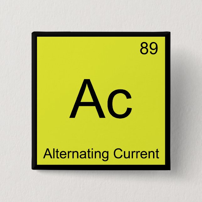 Ac - Alternating Current Chemistry Element Symbol 15 Cm Square Badge (Front)