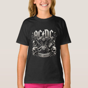 AC/DC x Harley Davidson Skull Engine Artwork T-Shirt