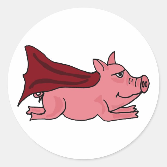 AC- Flying Super Pig Cartoon Classic Round Sticker (Front)