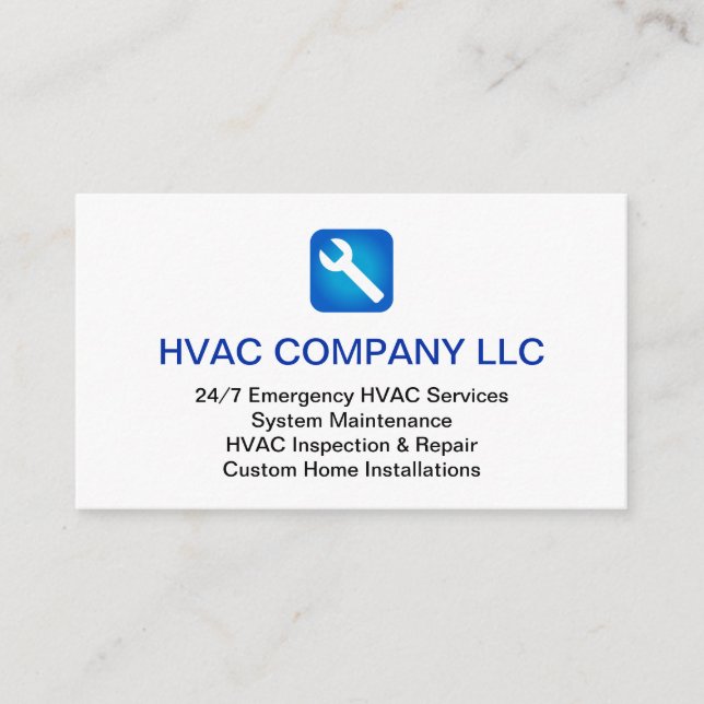 (AC Heat, HV Cool) Custom Logo & Professional HVAC Business Card (Front)