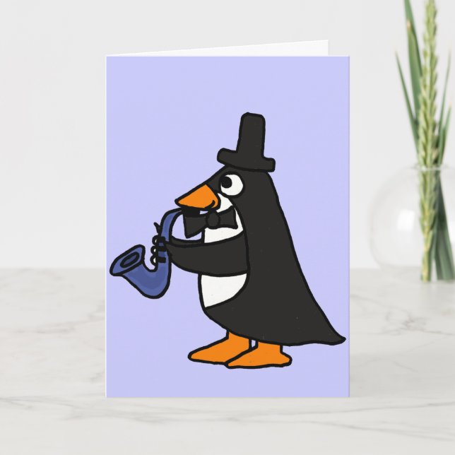 AC- Penguin in a Tuxedo Playing the Saxophone Card (Front)