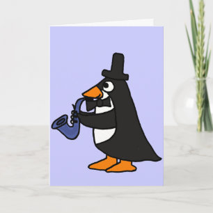 AC- Penguin in a Tuxedo Playing the Saxophone Card