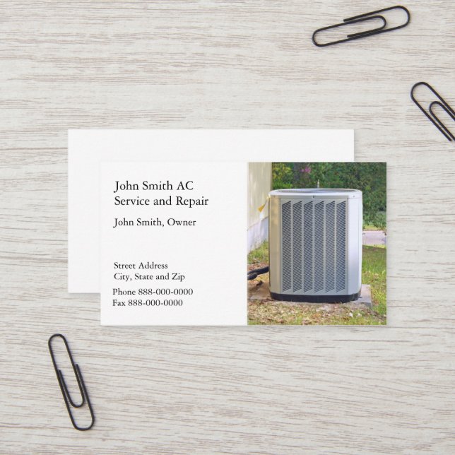 AC Service and Repair Business Card (Front/Back In Situ)
