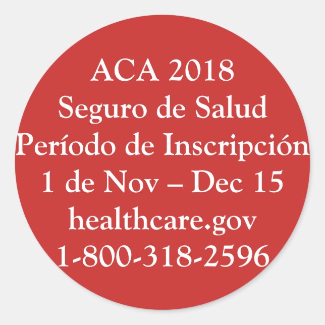 ACA Período de Inscripción - Resistencia Roja Classic Round Sticker (Front)