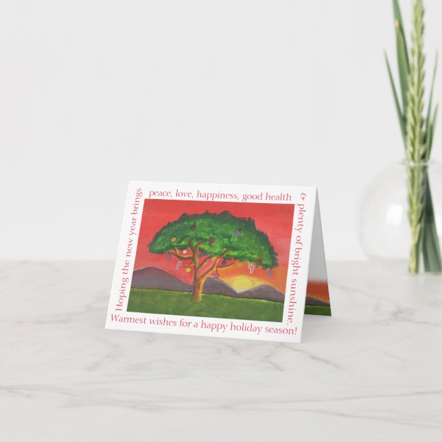 Acacia Christmas Sunset Holiday Card (Front)