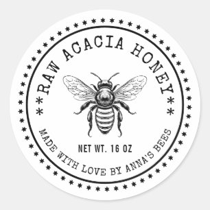 Acacia honey label with custom colour bee