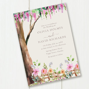 Acacia on a Wildflower Field Wedding Invitation