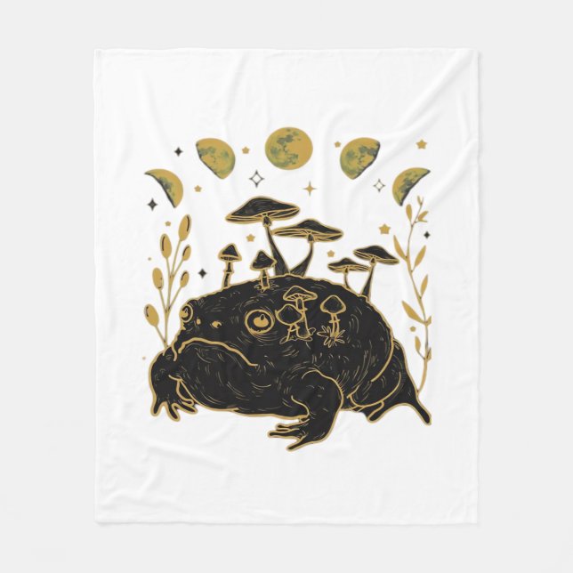Academia Moon Witchy Goblincore Aesthetic Frog Cla Fleece Blanket (Front)