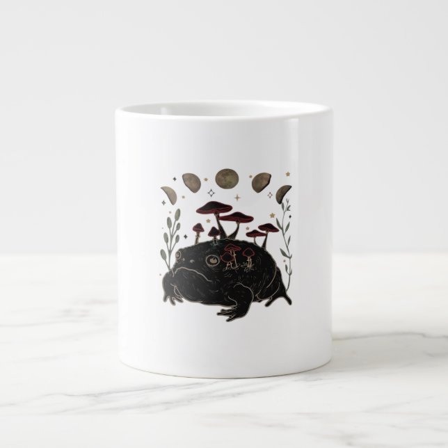 Academia Moon Witchy Goblincore Aesthetic Frog Cla Large Coffee Mug (Front)