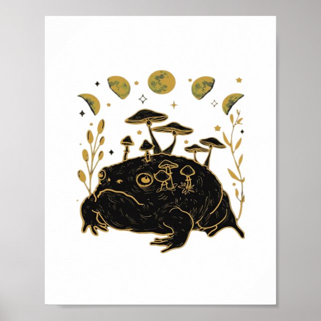 Academia Moon Witchy Goblincore Aesthetic Frog Cla Poster (Front)