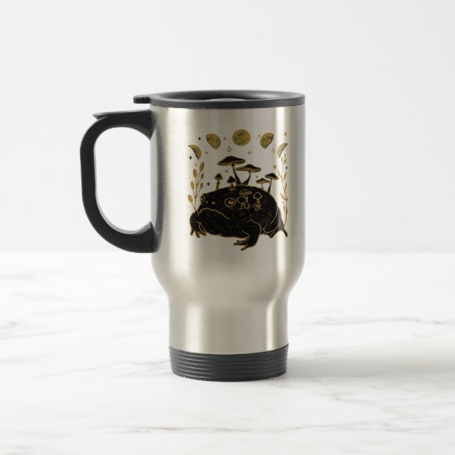 Academia Moon Witchy Goblincore Aesthetic Frog Cla Travel Mug (Left)