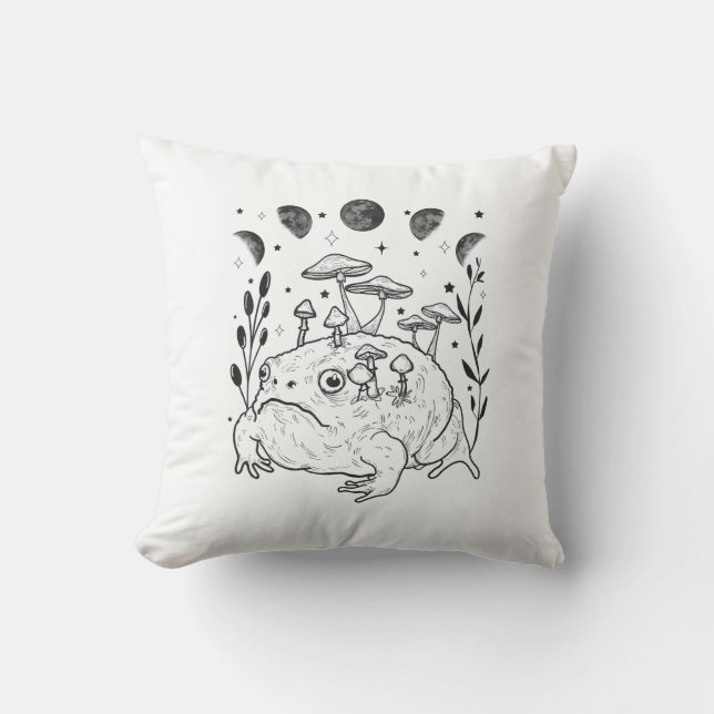 Academia Moon Witchy Goblincore Aesthetic Frog Cushion (Front)