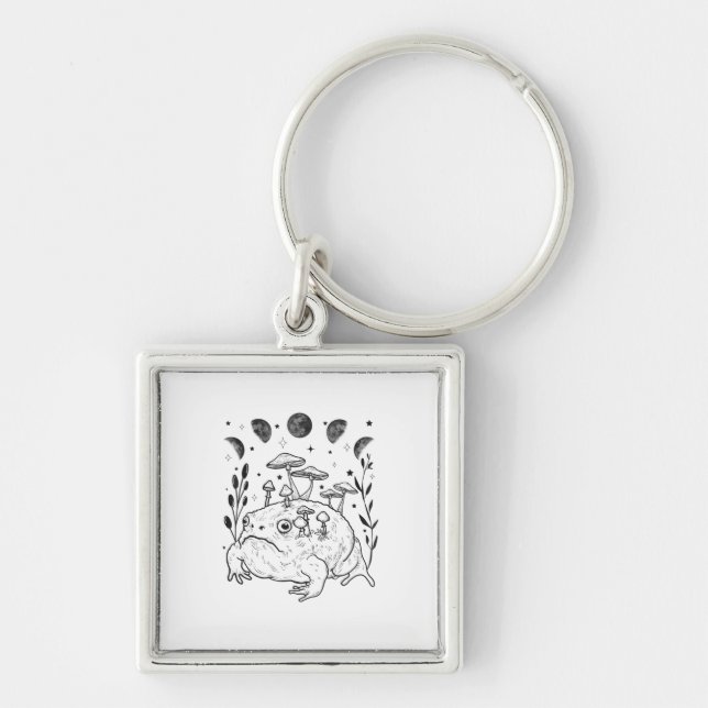 Academia Moon Witchy Goblincore Aesthetic Frog Key Ring (Front)