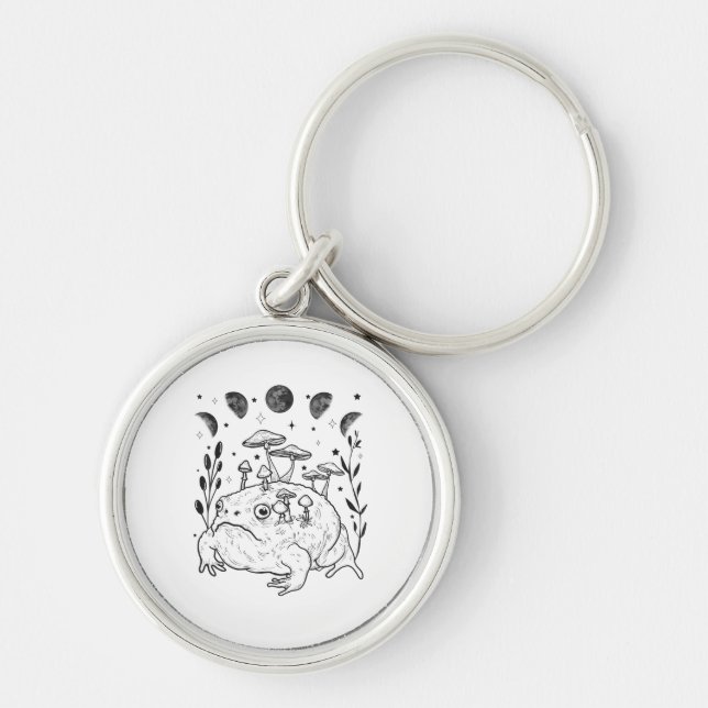 Academia Moon Witchy Goblincore Aesthetic Frog Key Ring (Front)