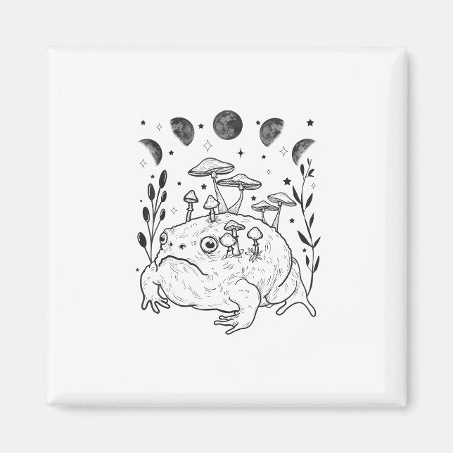 Academia Moon Witchy Goblincore Aesthetic Frog Magnet (Front)
