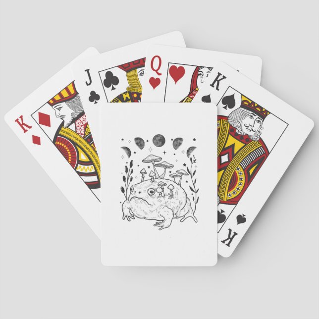 Academia Moon Witchy Goblincore Aesthetic Frog Playing Cards (Back)