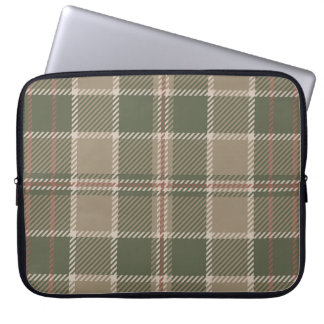 Academia Taupe and Green Tartan Laptop Sleeve