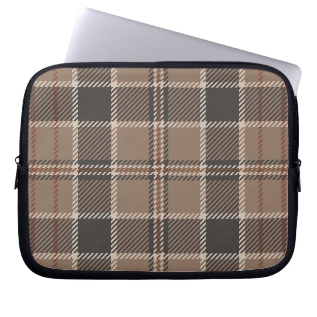 Academia Taupe Tartan  Laptop Sleeve (Front)