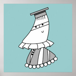 Academic dress kawaii cartoon character posters