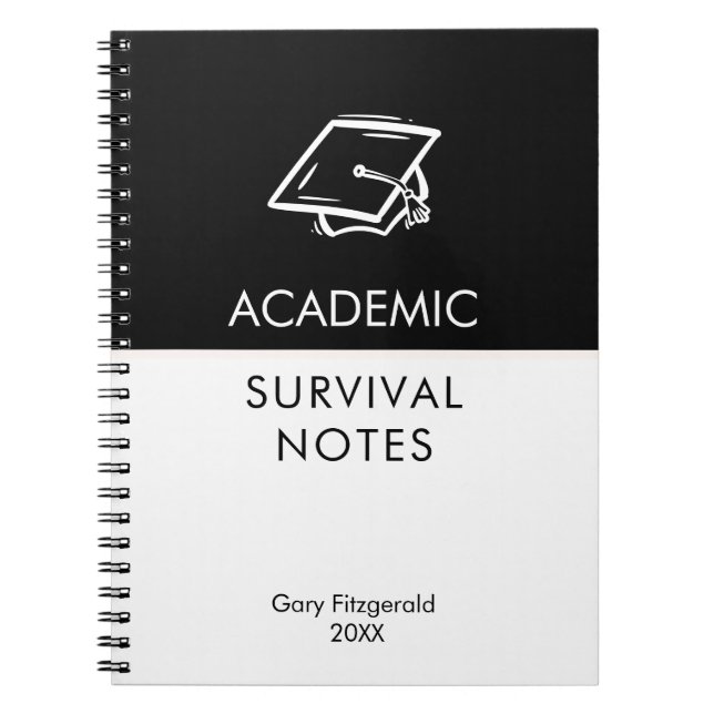 Academic Survival Notes – Funny Student Study Note Notebook (Front)